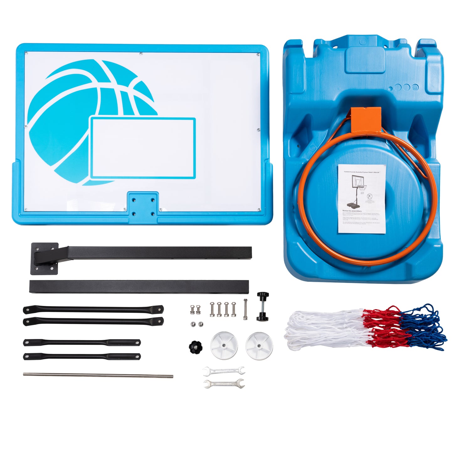 Sulives 3.8-4.5ft Adjustable Poolside Basketball Hoop,Portable Swimming Pool Basketball Stand with Removable Wheels for Kids/Adults in Outdoor/Indoor, with Premium PVC Backboard(Blue)