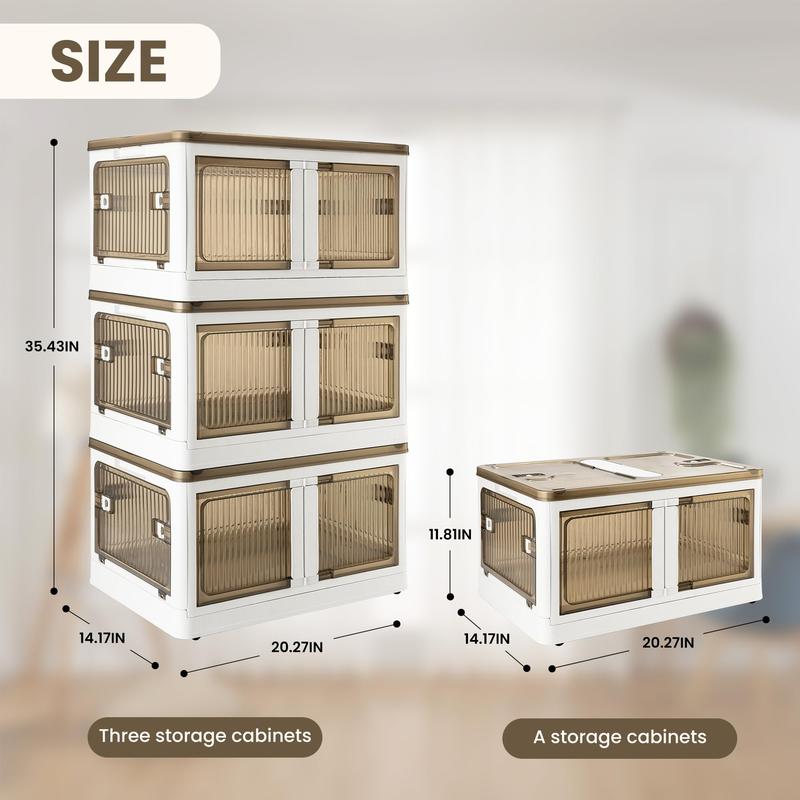3 Pack Storage Bins Collapsible, 12 Gal Clear Plastic Closet Organizers, Storage box with Lids, Large Size Stackable Cube Storage Containers With Wheels for Clothes Bedroom Blankets Toys /Multicolor