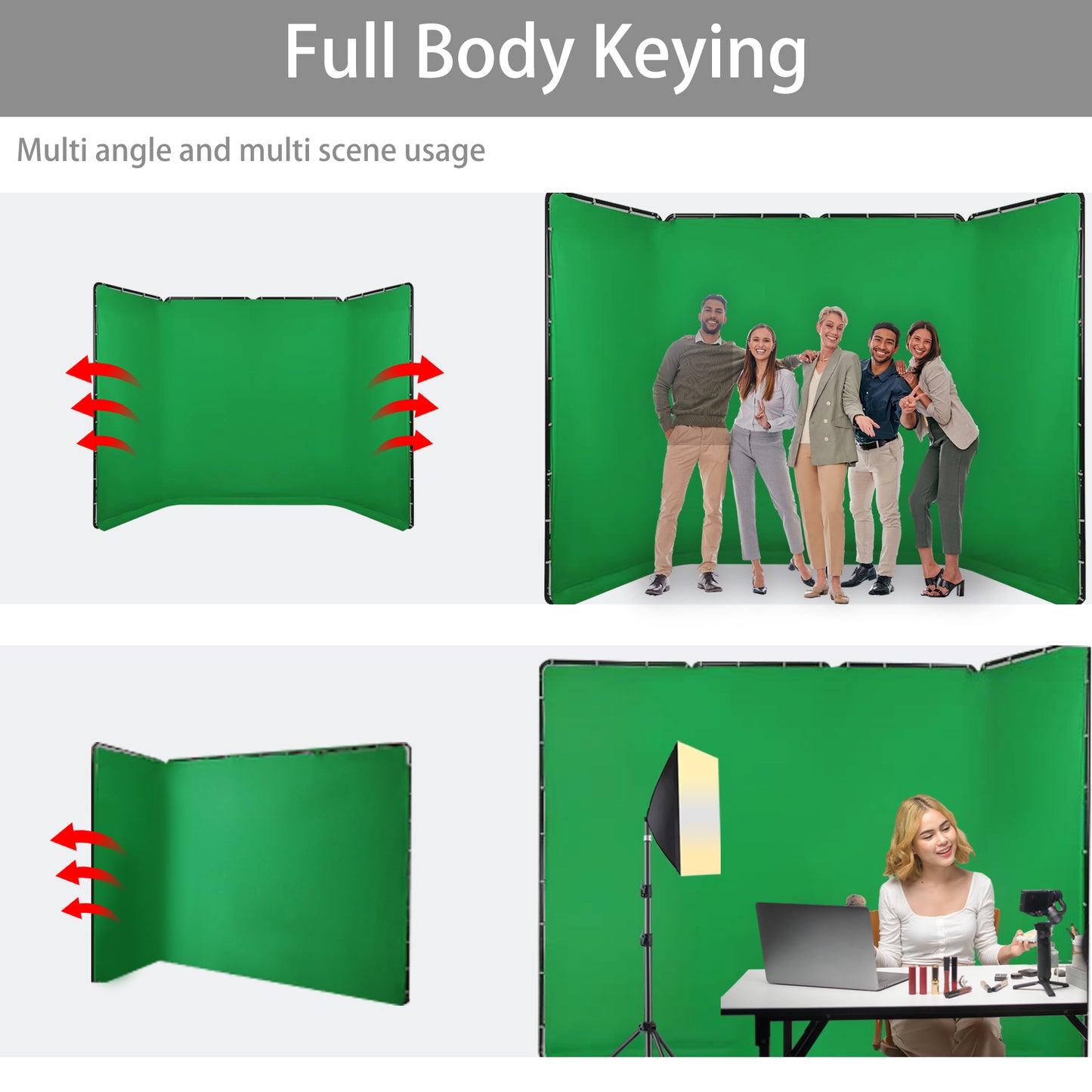 7.87ft x 13.12ft  Large Green Collapsible Backdrop with Heavy Duty Backdrop Stand