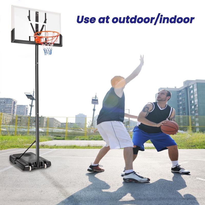 Portable Basketball Hoop with 44in Shatterproof Backboard, 4.4-10ft 12-Level Height Adjustable Basketball Hoops Stand System for Kids/Adults in Outdoor/Indoor, with Premium PC Backboard