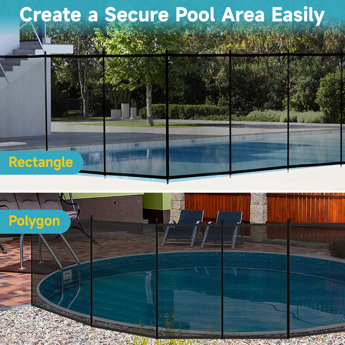 Sulives Pool Fence - Removable Ground Safety Pool Fencing for Outdoor Backyard Garden Pool