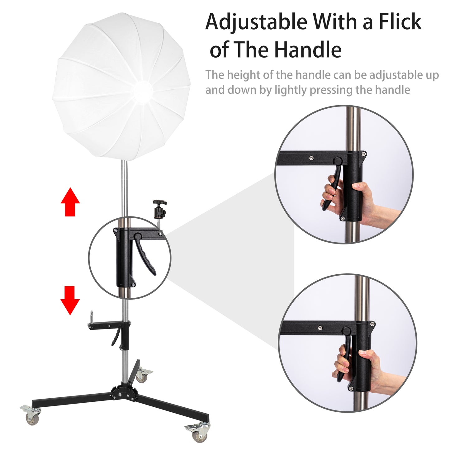 Light Stand Photography Heavy Duty Stand with Wheel Casters, Stainless Steel Tripod C Stand for Reflector, Umbrella, Softbox and Monolight