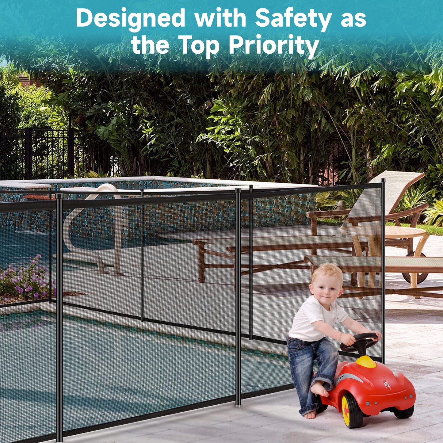 Sulives Pool Fence - Removable Ground Safety Pool Fencing for Outdoor Backyard Garden Pool