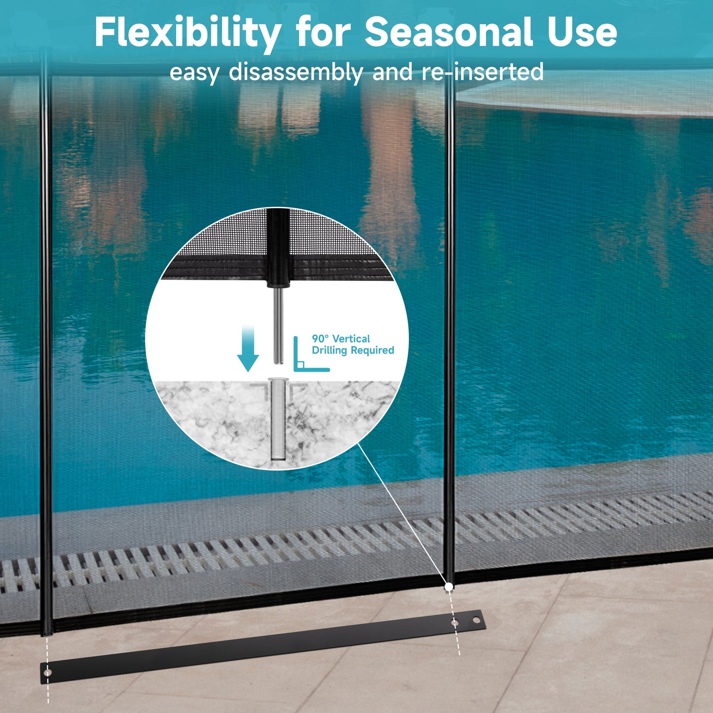 Sulives Pool Fence - Removable Ground Safety Pool Fencing for Outdoor Backyard Garden Pool