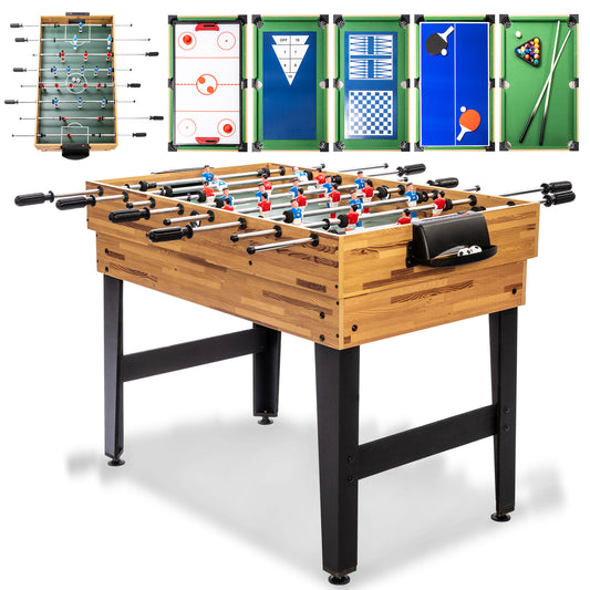 13-in-1 Combo Game Table Set for Home with Football, Air Hockey, Billiards, Ping Pong, Shuffleboard, Chess, Checkers, Bowling, Backgammon, Horseshoe Cast Puzzle, Dominoes, Ring toss, Cards