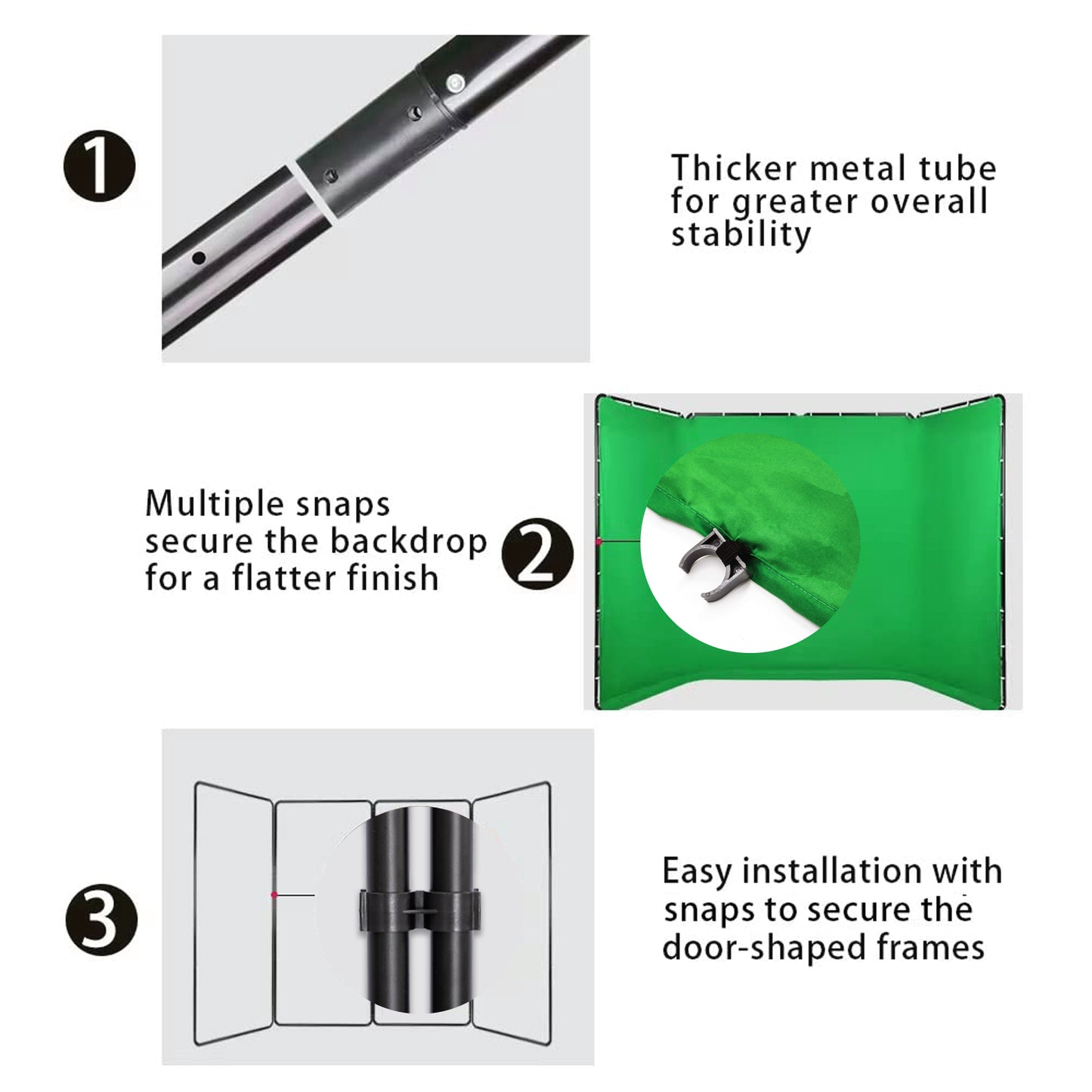 7.87ft x 13.12ft  Large Green Collapsible Backdrop with Heavy Duty Backdrop Stand