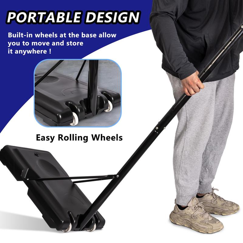 Portable Basketball Hoop with 44in Shatterproof Backboard, 4.4-10ft 12-Level Height Adjustable Basketball Hoops Stand System for Kids/Adults in Outdoor/Indoor, with Premium PC Backboard