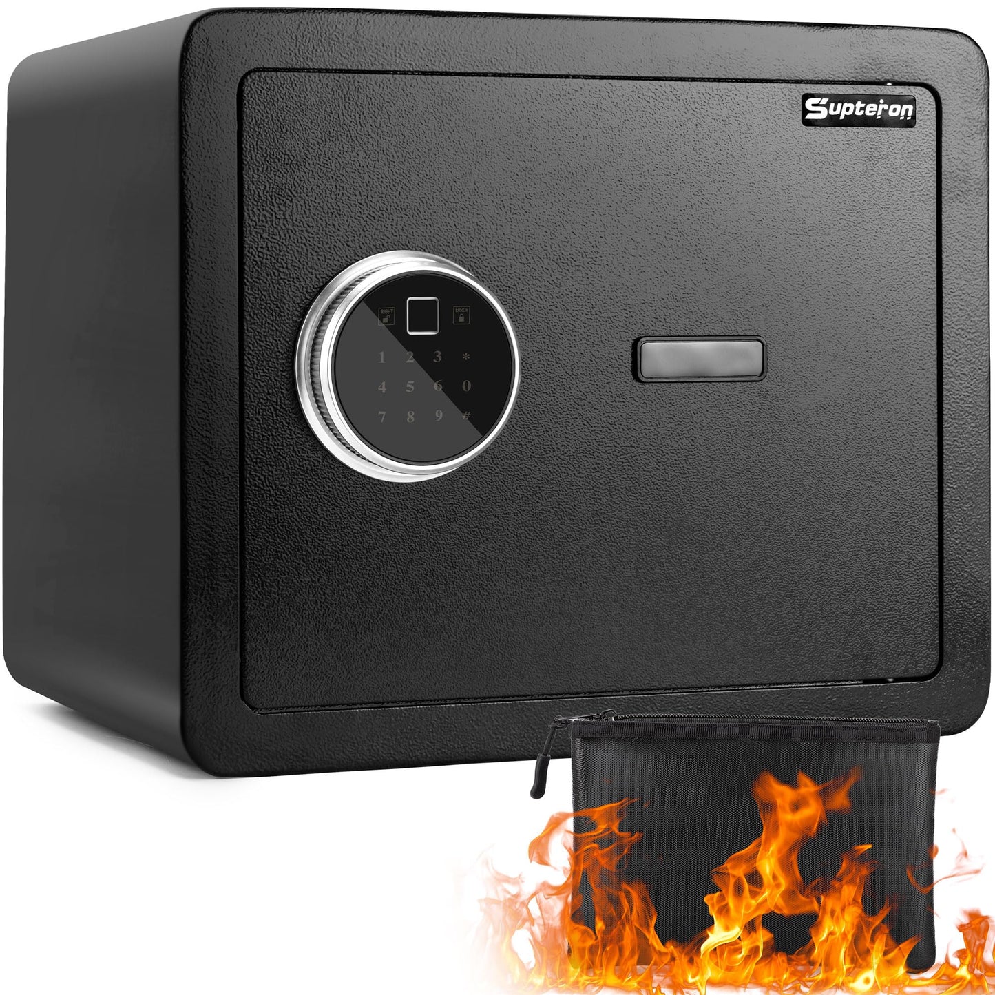Safe Box with Biometric Fingerprint Touch Screen and Digital Virtual Password, 1.2 Cu ft Home Safe with Fireproof Document Bag for Home Closet Office Hotel Business