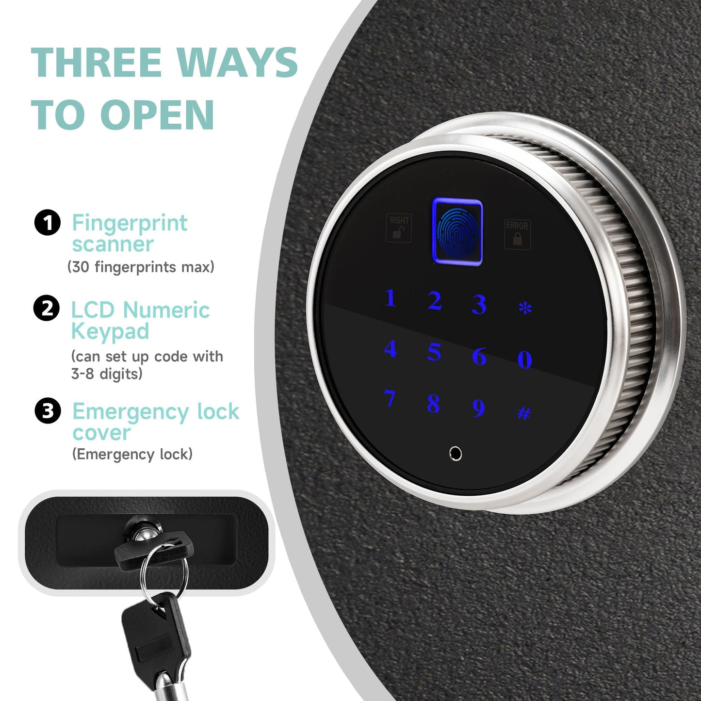 Safe Box with Biometric Fingerprint Touch Screen and Digital Virtual Password, 1.2 Cu ft Home Safe with Fireproof Document Bag for Home Closet Office Hotel Business