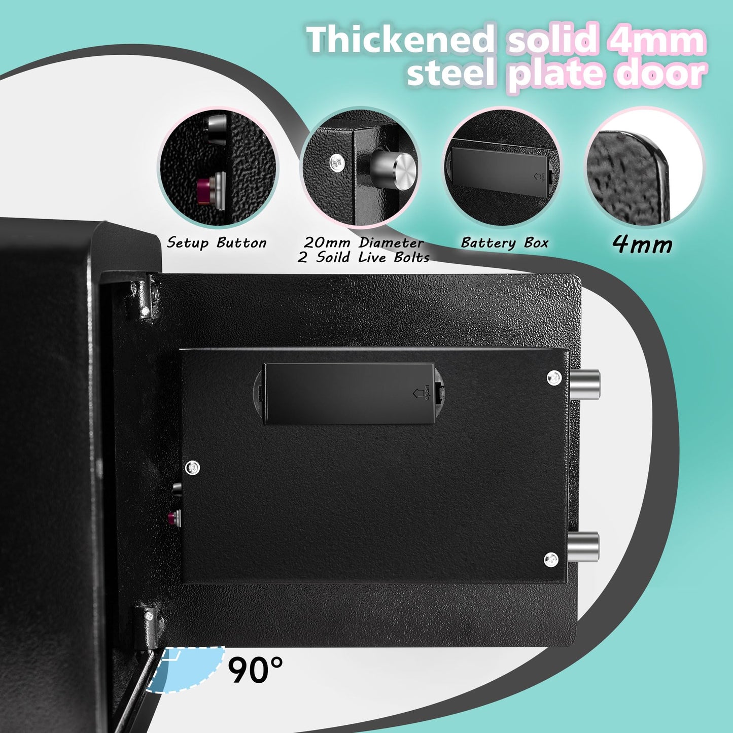 Safe Box with Biometric Fingerprint Touch Screen and Digital Virtual Password, 1.2 Cu ft Home Safe with Fireproof Document Bag for Home Closet Office Hotel Business