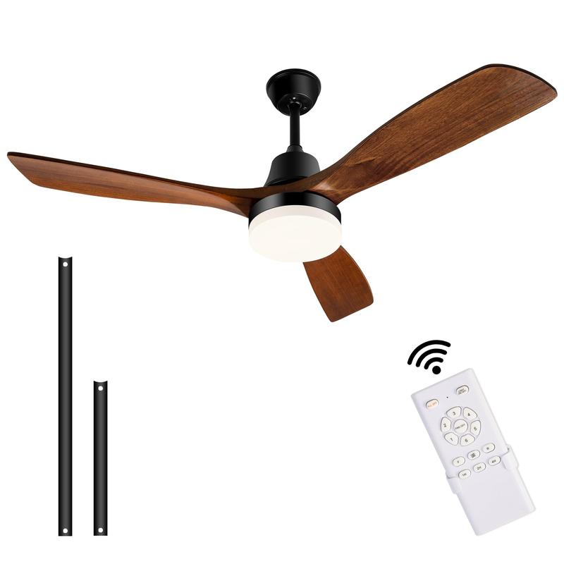 Ceiling Fans with Lights - 52 Inch Black Ceiling Fan with Remote, Modern Ceiling Fan with 6-Speed Noiseless Reversible DC Motor and Sleep Timer for Bedroom/Living Room/Study