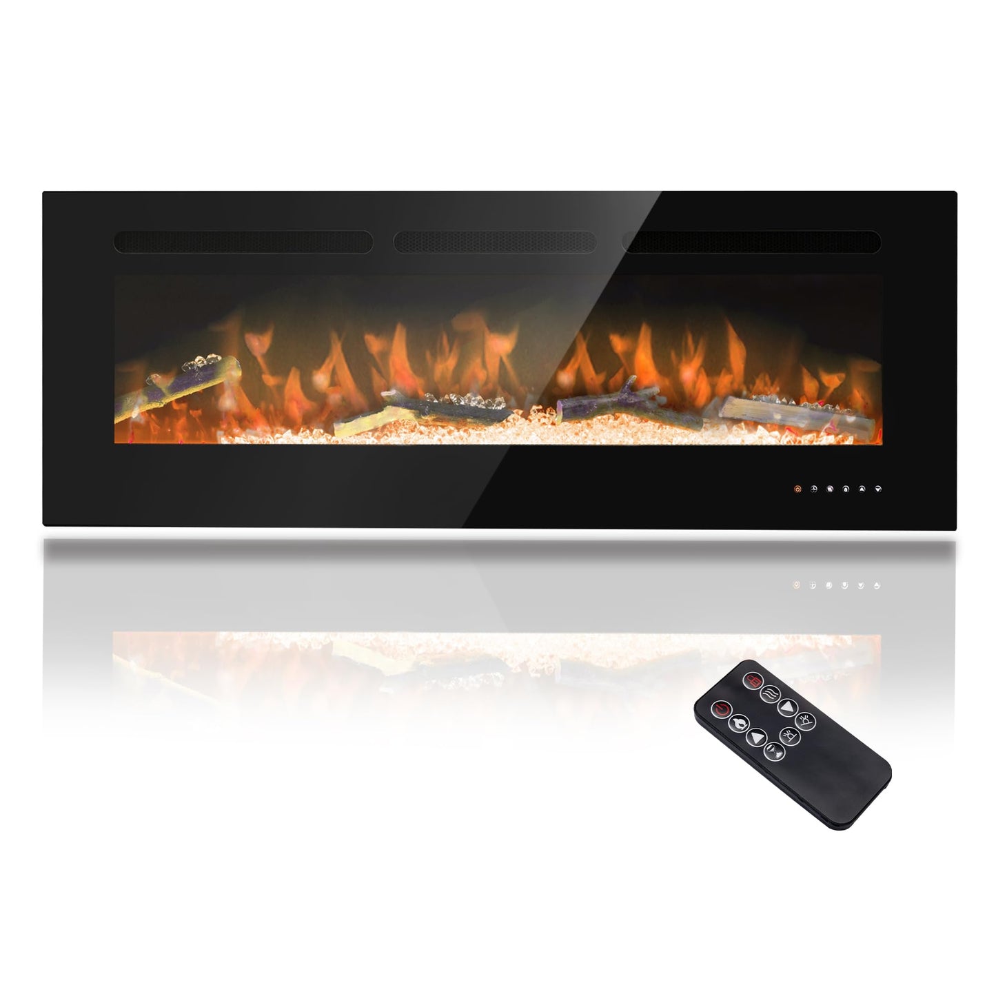 50 inch Ultra-Thin Electric Fireplace Recessed and Wall Mounted, 750/1500W Heater